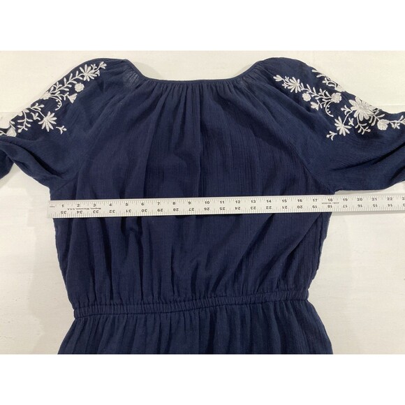 Talbots Dress Women’s M Blue Floral Embroidered Gauze A-Line Knee Length Boho - Picture 11 of 11